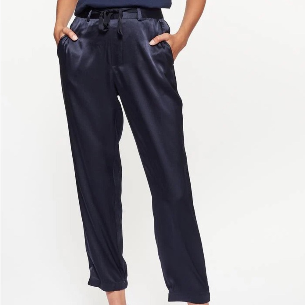 Cami NYC Alex Silk Ankle Pants, Navy Blue Size Small